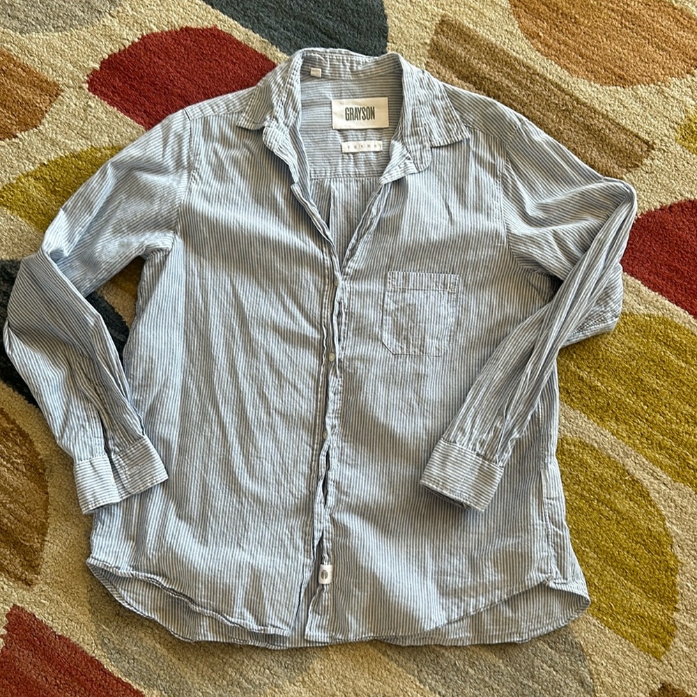 Grayson by Frank and Eileen, the Hero shirt, striped blue, sz 3 - Picture 2 of 3